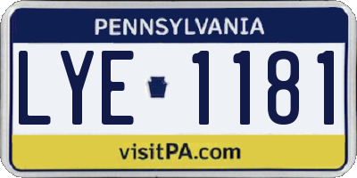 PA license plate LYE1181