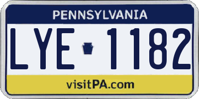 PA license plate LYE1182