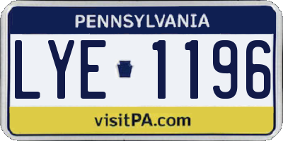 PA license plate LYE1196