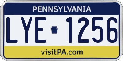 PA license plate LYE1256