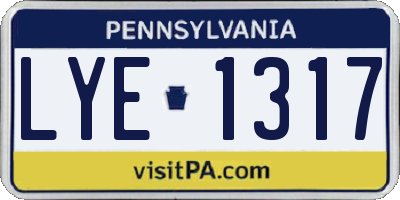PA license plate LYE1317
