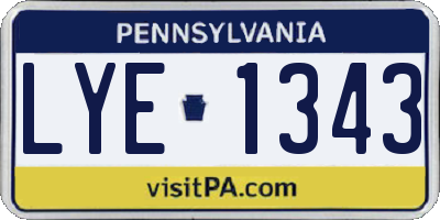 PA license plate LYE1343
