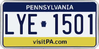 PA license plate LYE1501