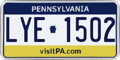 PA license plate LYE1502