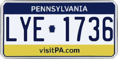 PA license plate LYE1736