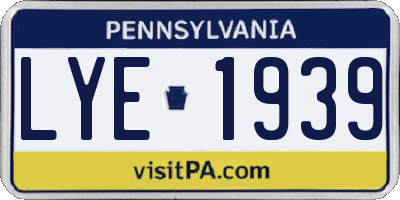 PA license plate LYE1939