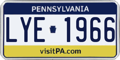 PA license plate LYE1966