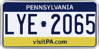 PA license plate LYE2065