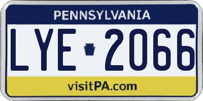 PA license plate LYE2066