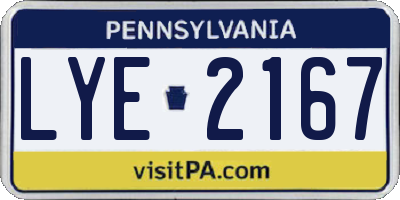 PA license plate LYE2167