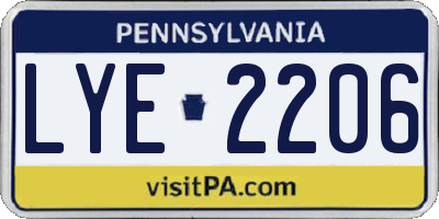 PA license plate LYE2206