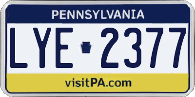 PA license plate LYE2377