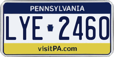 PA license plate LYE2460