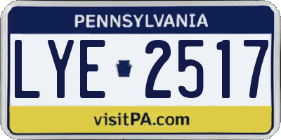 PA license plate LYE2517