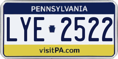 PA license plate LYE2522