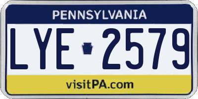 PA license plate LYE2579