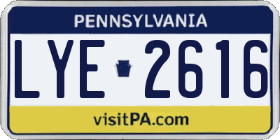 PA license plate LYE2616