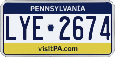 PA license plate LYE2674