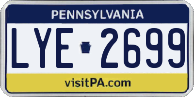 PA license plate LYE2699