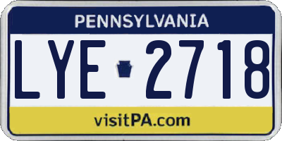 PA license plate LYE2718