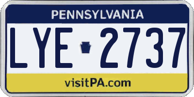 PA license plate LYE2737