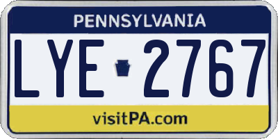 PA license plate LYE2767