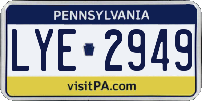 PA license plate LYE2949