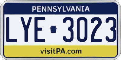 PA license plate LYE3023