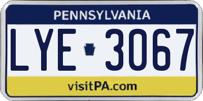 PA license plate LYE3067