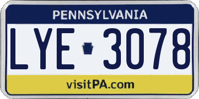 PA license plate LYE3078