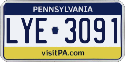 PA license plate LYE3091