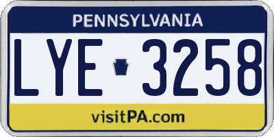 PA license plate LYE3258