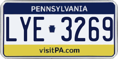 PA license plate LYE3269