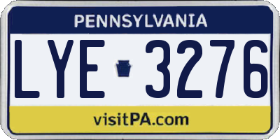 PA license plate LYE3276
