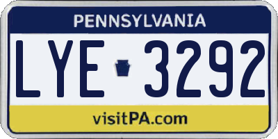 PA license plate LYE3292