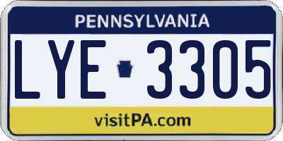 PA license plate LYE3305