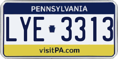 PA license plate LYE3313