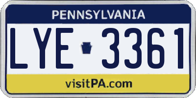 PA license plate LYE3361