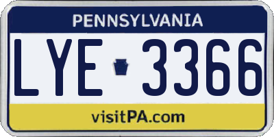 PA license plate LYE3366