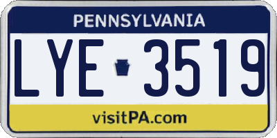 PA license plate LYE3519