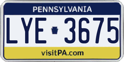 PA license plate LYE3675