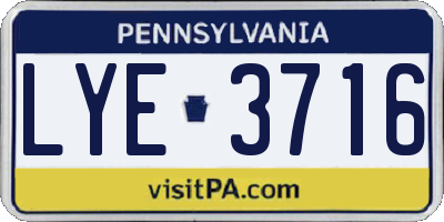 PA license plate LYE3716
