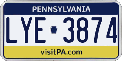 PA license plate LYE3874