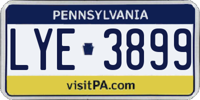 PA license plate LYE3899
