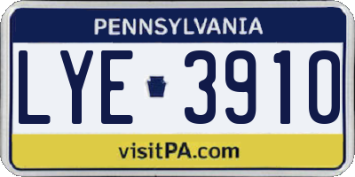 PA license plate LYE3910