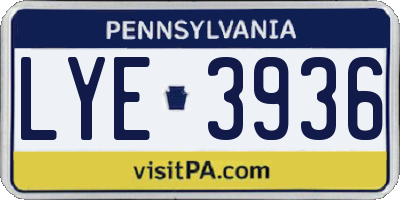 PA license plate LYE3936