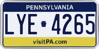 PA license plate LYE4265