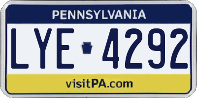 PA license plate LYE4292