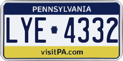 PA license plate LYE4332