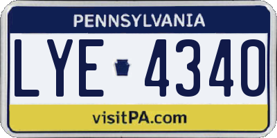 PA license plate LYE4340